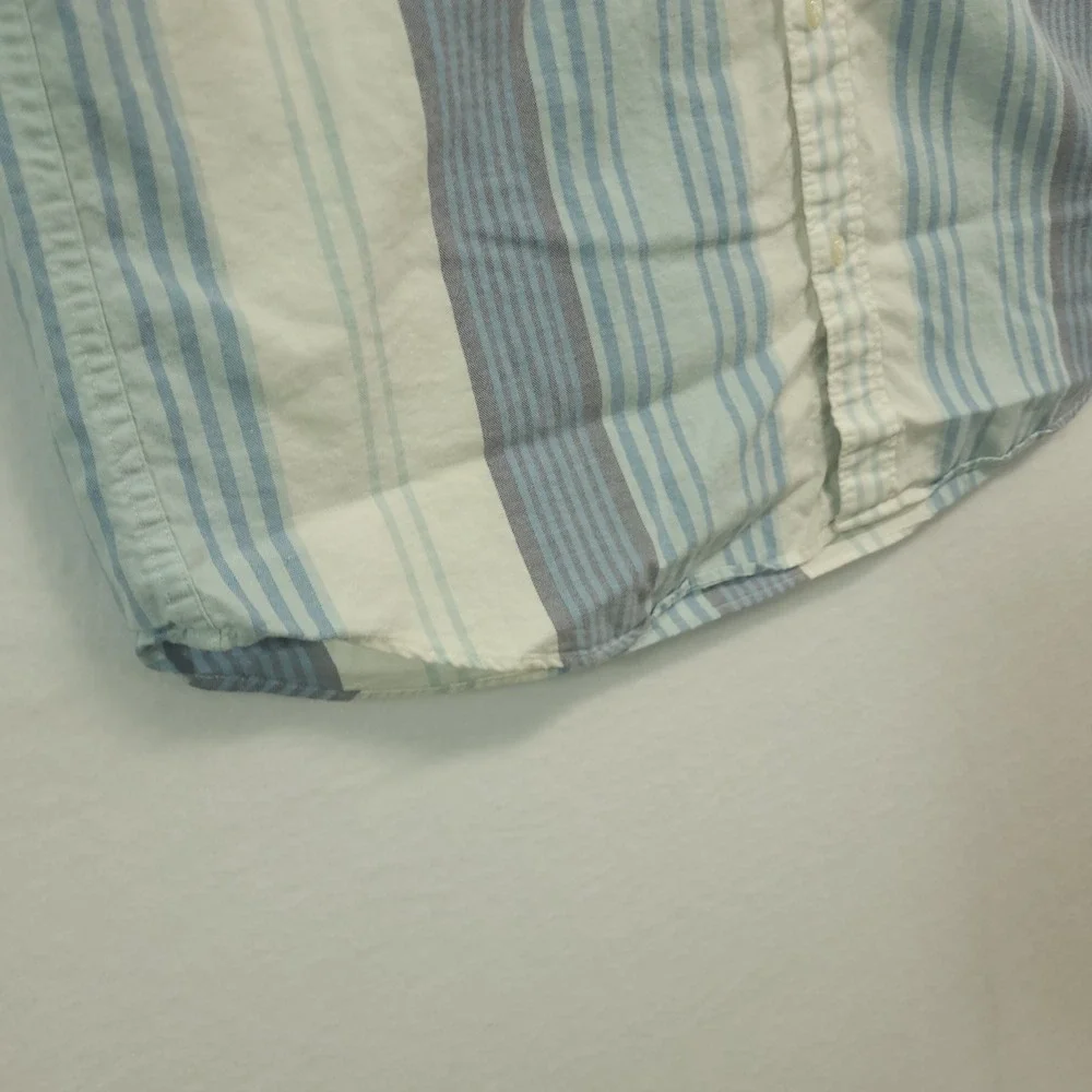 J.Crew Broken-In Oxford Shirt Mens Large Blue Striped Slim Fit Organic Cotton